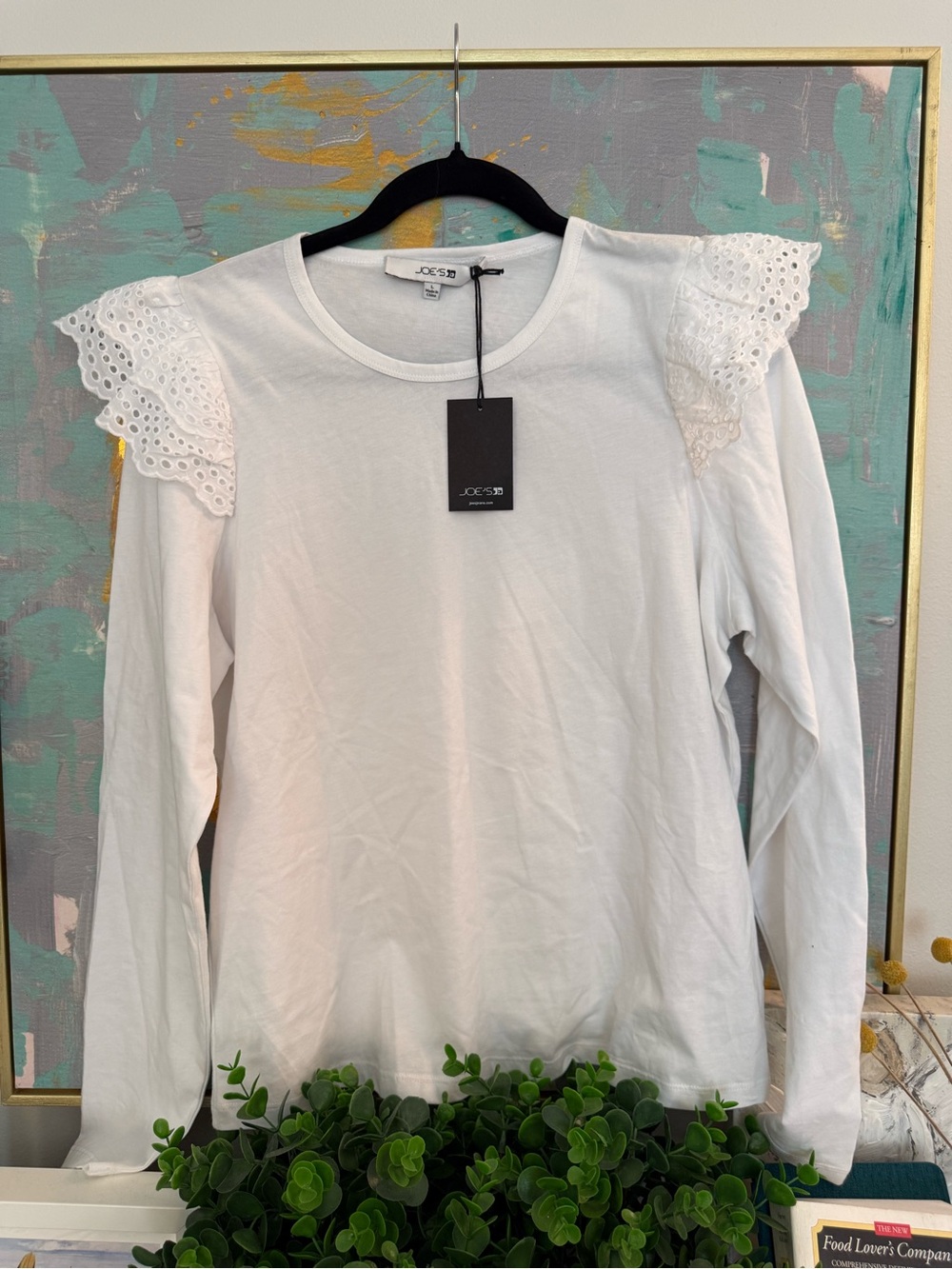 Joe's Jeans White Long-Sleeve Eyelet Shoulder Top NWT